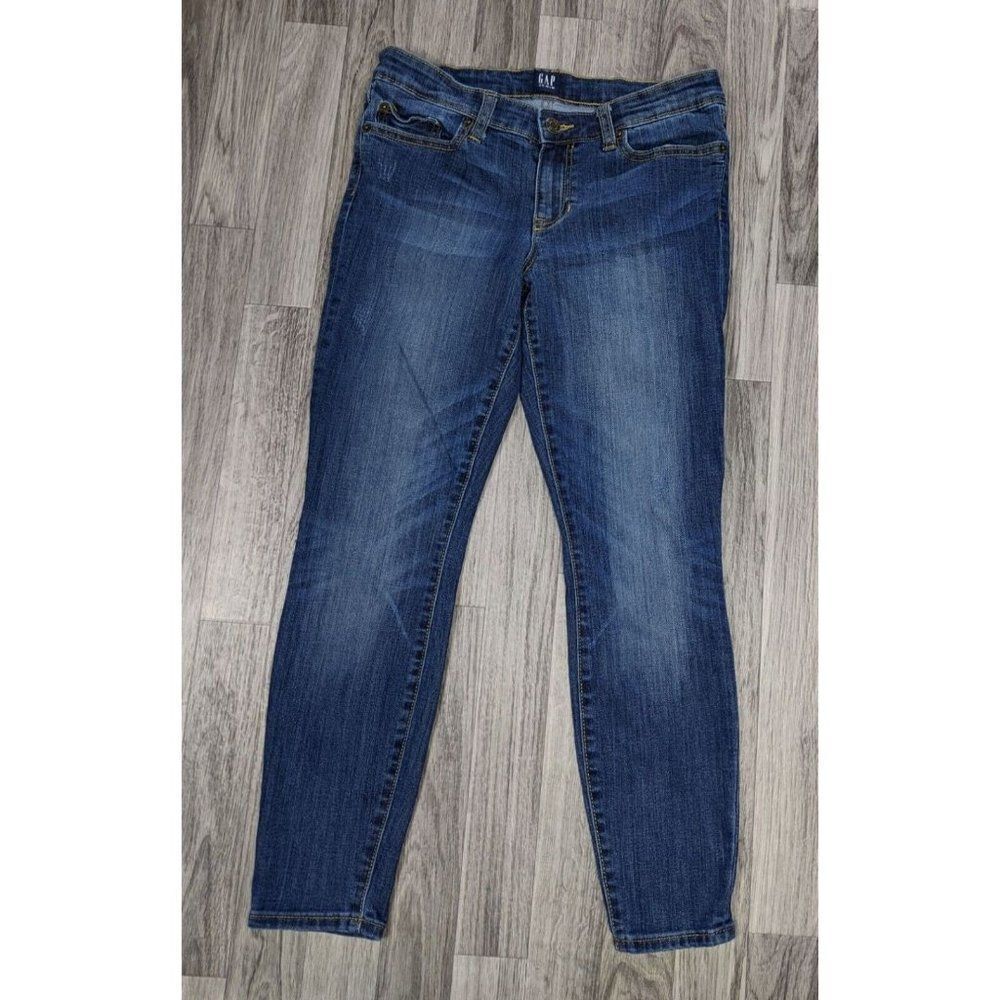 Gap Womens Size 26 Regular Distressed Skinny Cropped Denim Blue Jeans Leggings